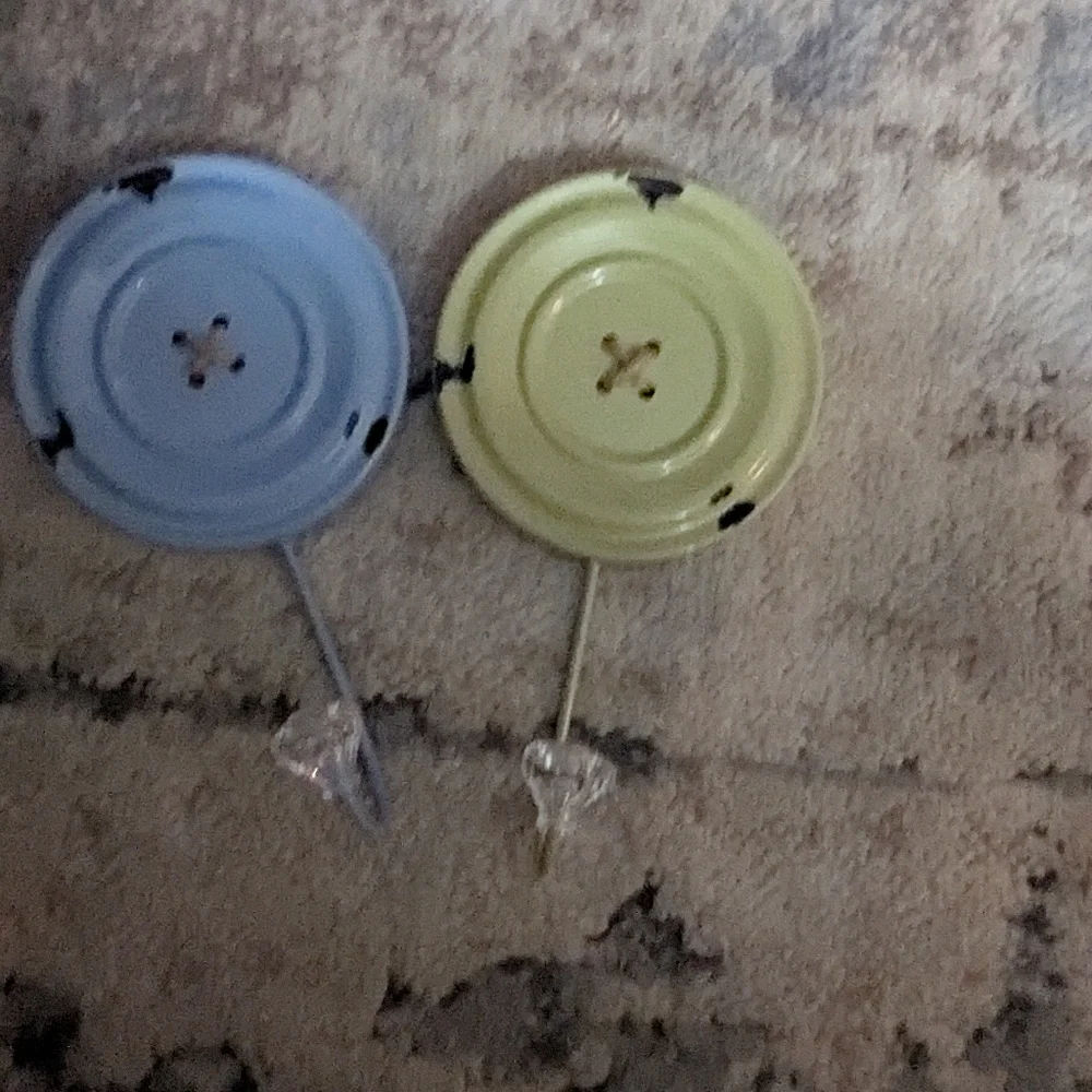 Blue and Green Button Wall Hooks